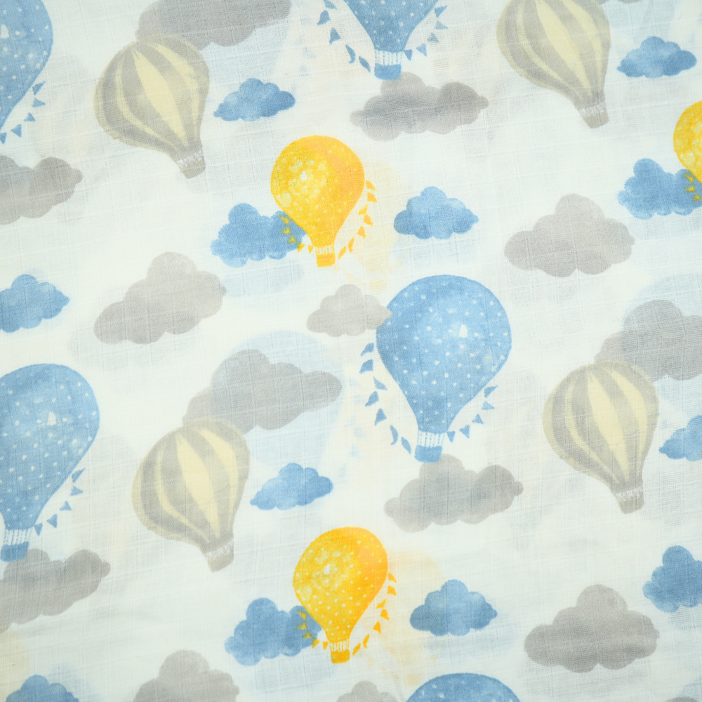 21_7511c261-58f0-4164-a991-ba9c6bccbb02.png Featherhead FS-513 2PK Swaddle Blanket | Blue & Green Balloon Print | 100% Cotton, 46" x 46" - Image 1