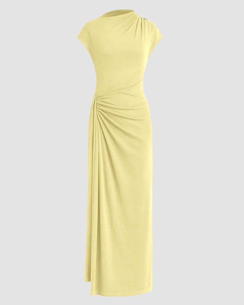 High_Neck_Solid_Twist_Ruched_Split_Maxi_Dress_In_Vanilla_1024x1024.jpg High Neck Solid Twist Ruched Split Maxi Dress In Vanilla - Image 1